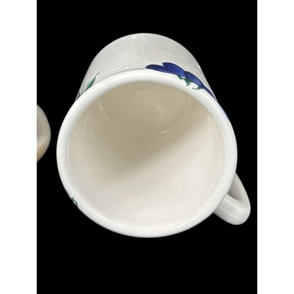 Maxam Mugs Italy 3 X  Hand Painted Daisy Floral Coffee Cup Blue Yellow Vintage - Picture 3 of 7